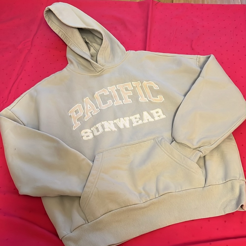PacSun-Pacific Sunwear light green, cream, and white hoodie. - Picture 5 of 7